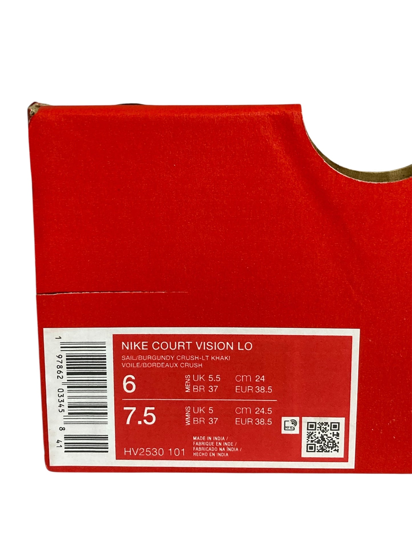 Authentic Nike Court Vision Low Sail/Burgundy Trainers